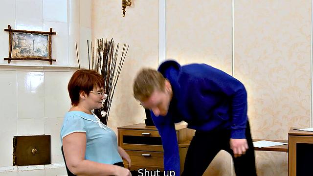 TUTOR4K. Red-haired tutor permits disciple to drill her roughly