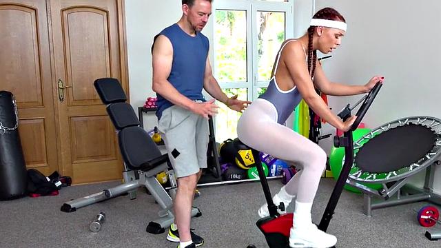 Gagging 19yo gym babe doggystyled after giving titfuck