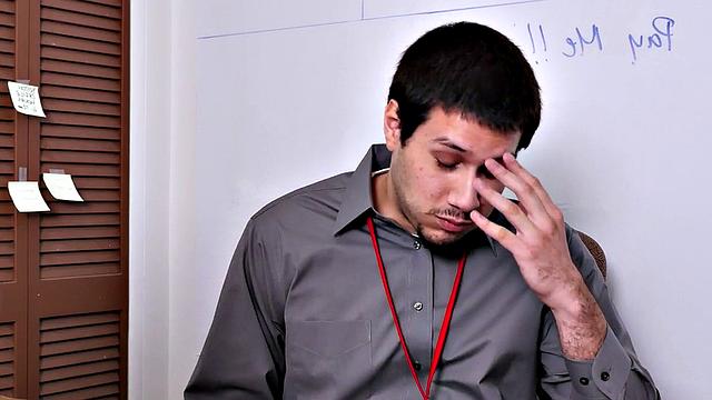 Muscular office guys go wild at amateur cosplay threesome party