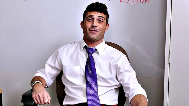 Muscular office guys go wild at amateur cosplay threesome party