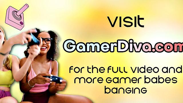 Gaming babe pussylicked before passionately riding cock