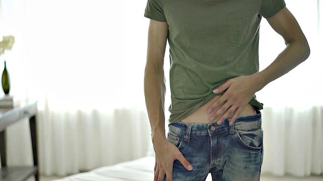 Skinny stud toying tight ass solo