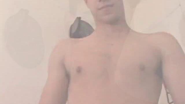 Dawson finds a magazine in the bathroom and decides to pleasure himself. A few minutes of cock stroking end with two cum shots.