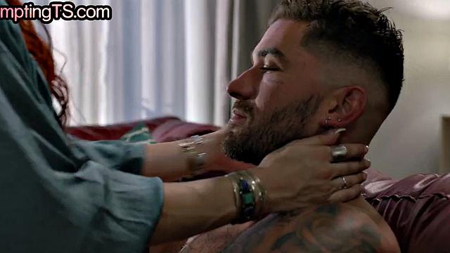 Seductive auburn lesbian spoiling nubian babe