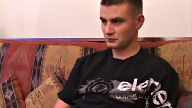 Horny Rick Waters grabs his crotch, and then pulls down to release his stiff cock. After lubing up he strokes hard, before showing us. Rick shoots his cum onto a kitchen spoon and then licks it clean.