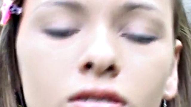 Horny teen masturbating outdoors