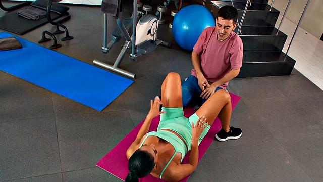 Fitness babe gets cocked by instructor