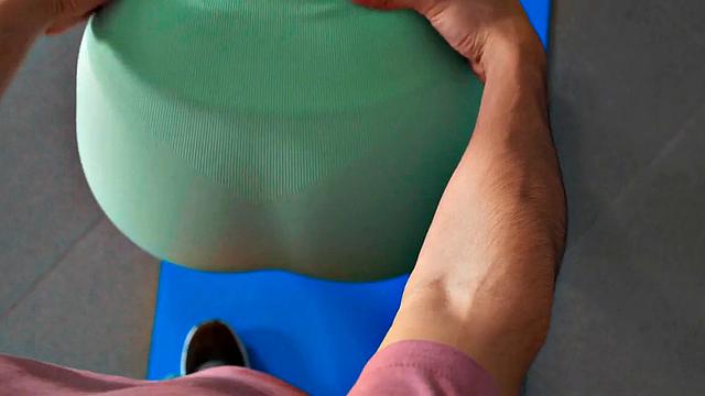 Fitness babe gets cocked by instructor