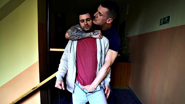 Tattooed dominant jock bareback bangs tight asshole