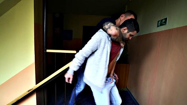 Tattooed dominant jock bareback bangs tight asshole