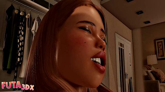 Futa3DX - Purple Haired Babe Gives Blonde A Good Footjob