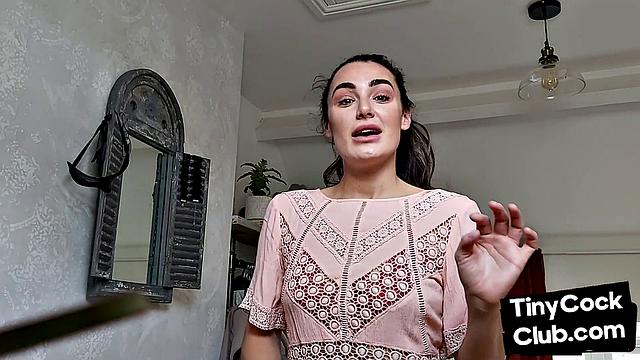 Femdom babe gives JOI to pathetic losers at her home