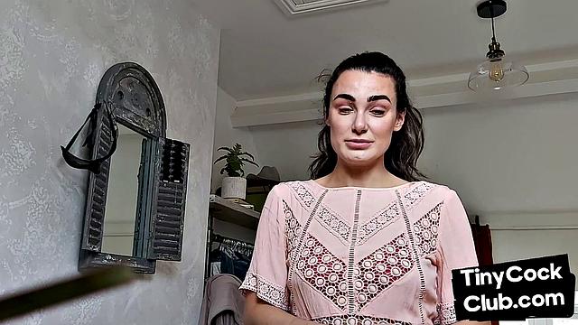 Femdom babe gives JOI to pathetic losers at her home