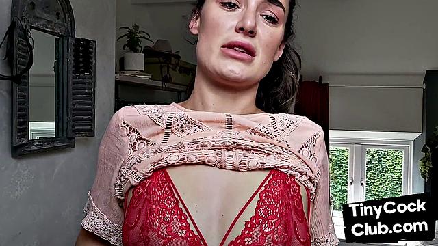 Femdom babe gives JOI to pathetic losers at her home