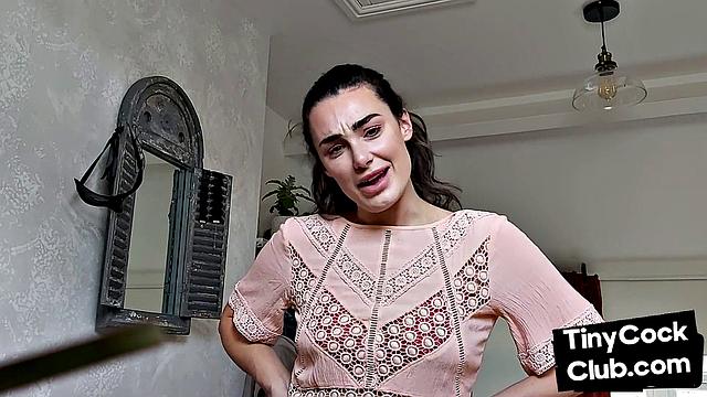 Femdom babe gives JOI to pathetic losers at her home