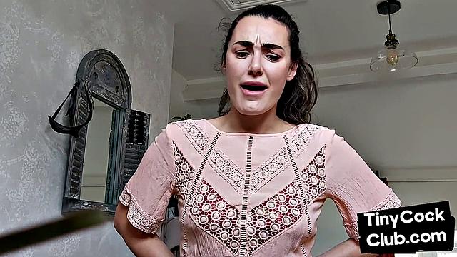 Femdom babe gives JOI to pathetic losers at her home