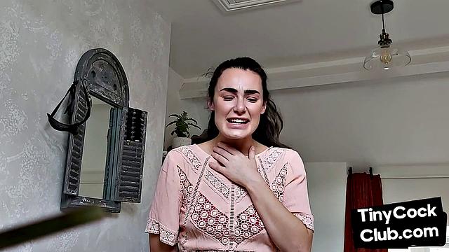 Femdom babe gives JOI to pathetic losers at her home