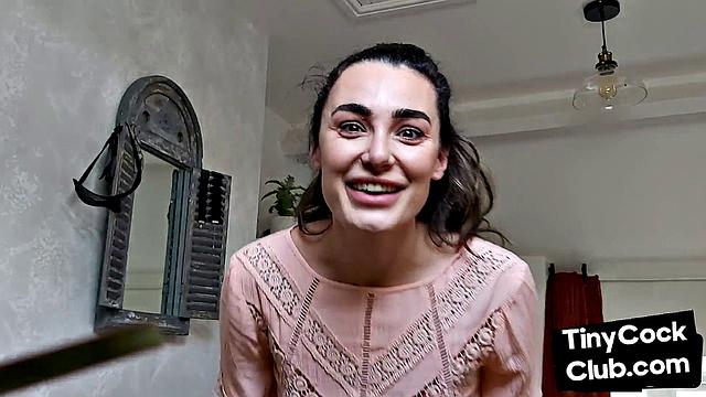 Femdom babe gives JOI to pathetic losers at her home