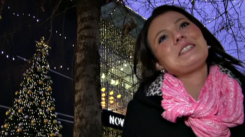 Adorable Babe Sucks And Fucks Stranger To Buy Christmas Gifts