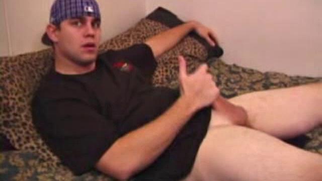 While he watches a porn video, young Bobby Drake strokes his dick stiff, and then pulls out ad ildo to work his ass while beating off. It isn't long before he blows a wad of fresh warm cum onto his face.