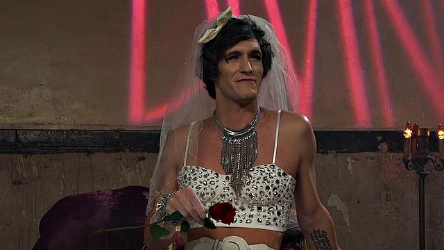 BDSM domina pegs crossdresser bride in voyeur session