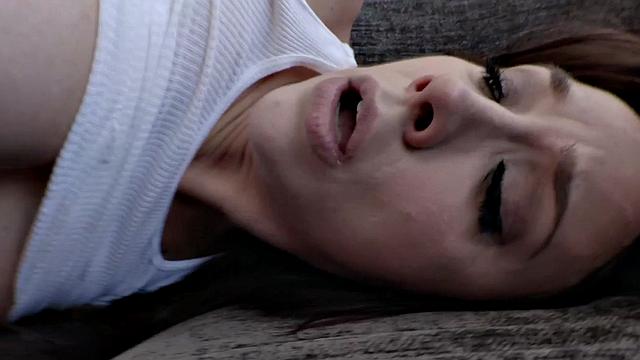 Brunette babe blowing and getting booty drilled by BBC