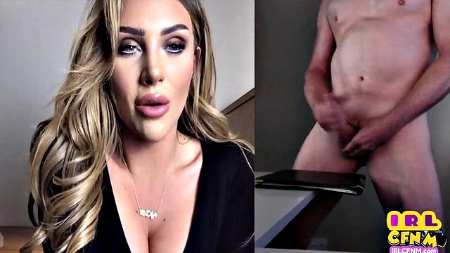 British lady teasing on video call masturbating guy