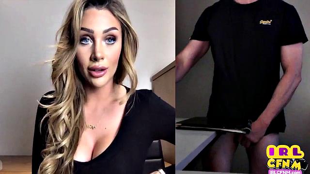 British lady teasing on video call masturbating guy