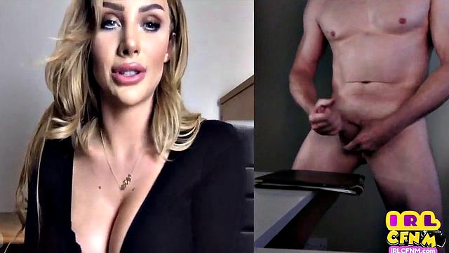 British lady teasing on video call masturbating guy