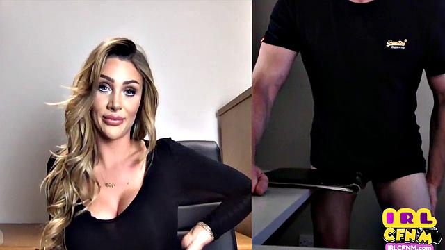 British lady teasing on video call masturbating guy