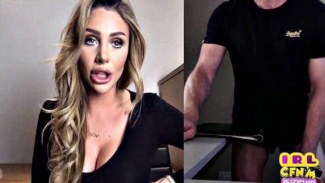 British lady teasing on video call masturbating guy