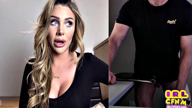 British lady teasing on video call masturbating guy