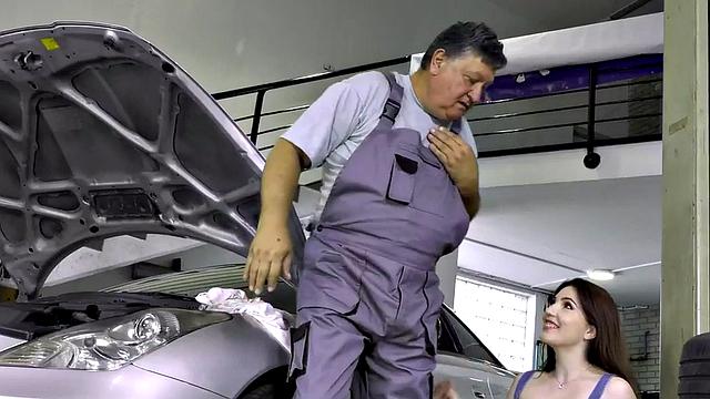 grandpa drilling stunning babe