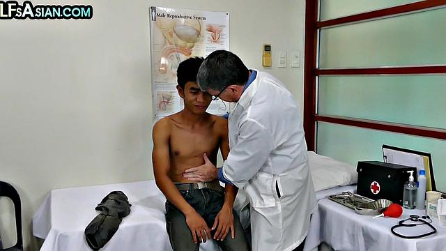 Asian twink fucked by doctor in medical fetish anal