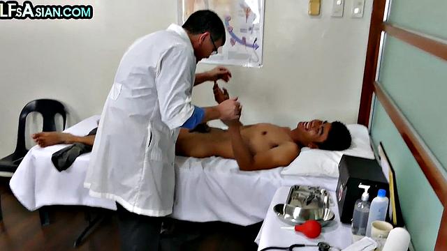 Asian twink fucked by doctor in medical fetish anal