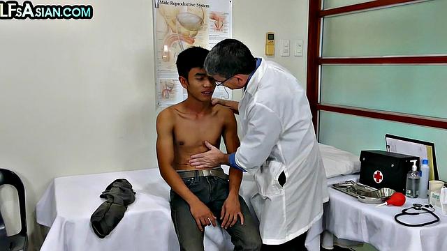 Asian twink fucked by doctor in medical fetish anal