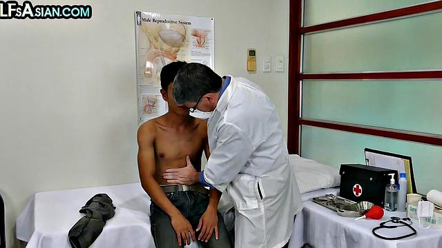 Asian twink fucked by doctor in medical fetish anal