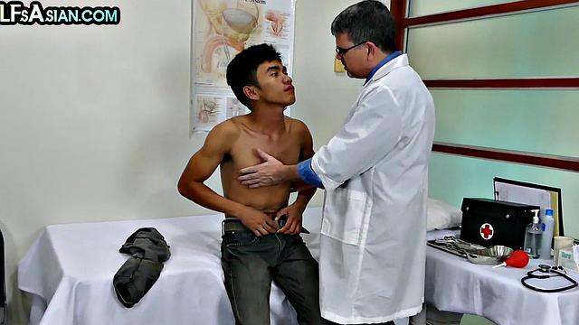 Asian twink fucked by doctor in medical fetish anal