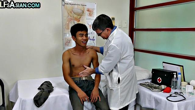 Asian twink fucked by doctor in medical fetish anal