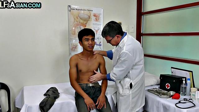 Asian twink fucked by doctor in medical fetish anal