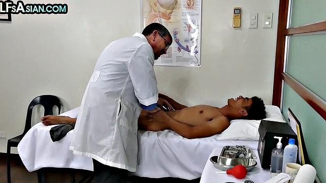 Asian twink fucked by doctor in medical fetish anal