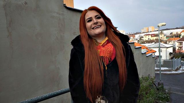 Public redhead fucked in POV by nasty BWC