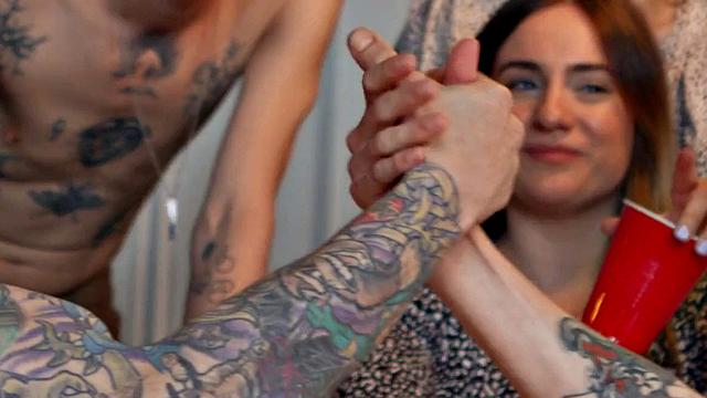 Penetrated gay stud smashed anally in doggystyle