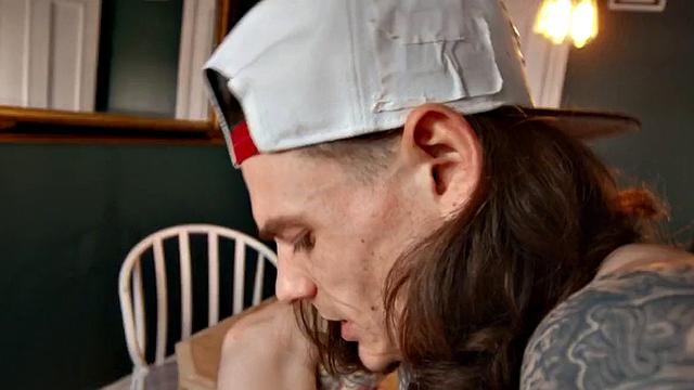 Penetrated gay stud smashed anally in doggystyle