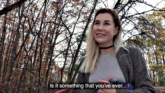 Paid babe enjoys casting closeup fuck and licking