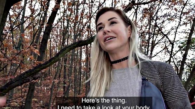 Paid babe enjoys casting closeup fuck and licking