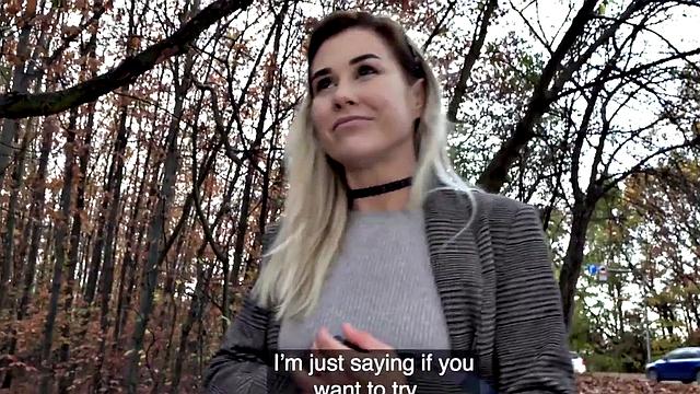 Paid babe enjoys casting closeup fuck and licking