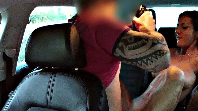 Cabbiedrivesbabe with massive tits around all day to get pounded in POV