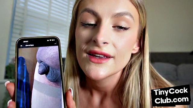 Tiny dicks mocked by cute babe