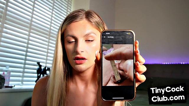 Tiny dicks mocked by cute babe